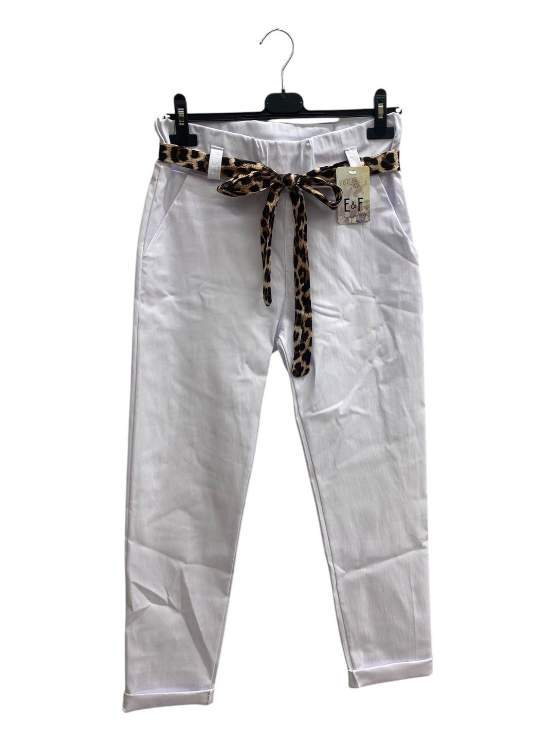 PANTALON STRETCH CEINTURE LÉO FOLLOW BLANC