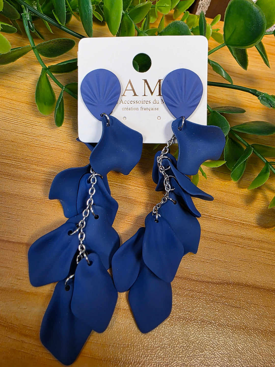 BOUCLES D'OREILLES A CLIPS BLEU ROI