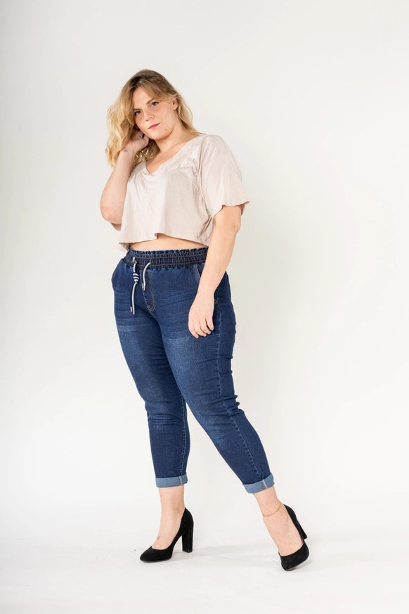JEANS TAILLE ÉLASTIQUÉE BOSTON NINA CARTER DENIM FONCé