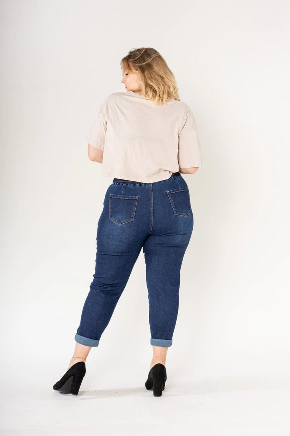 JEANS TAILLE ÉLASTIQUÉE BOSTON NINA CARTER DENIM FONCé