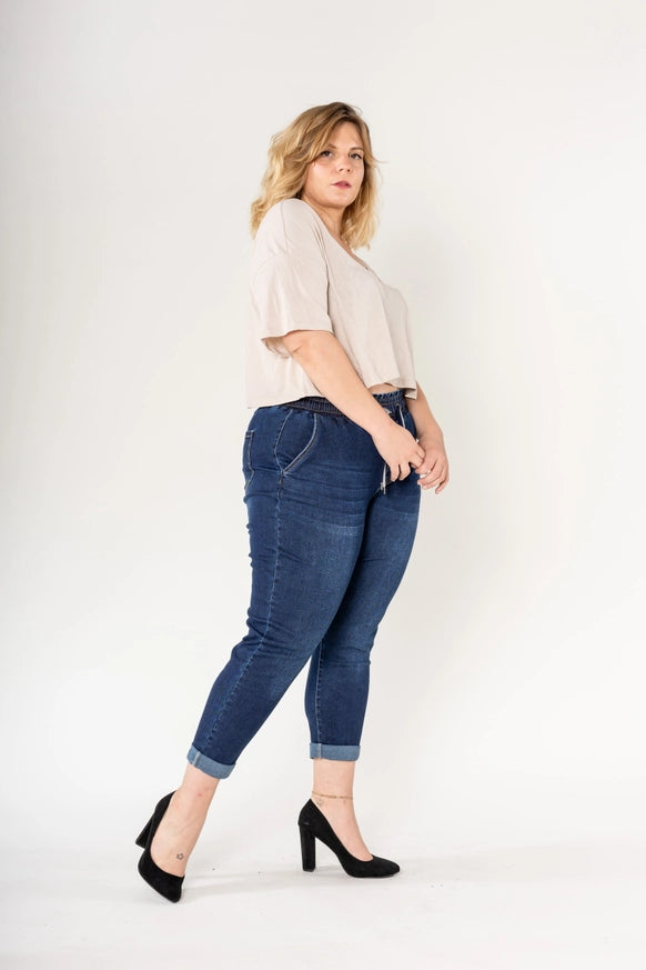 JEANS TAILLE ÉLASTIQUÉE BOSTON NINA CARTER DENIM FONCé