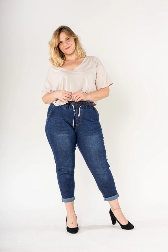 JEANS TAILLE ÉLASTIQUÉE BOSTON NINA CARTER DENIM FONCé