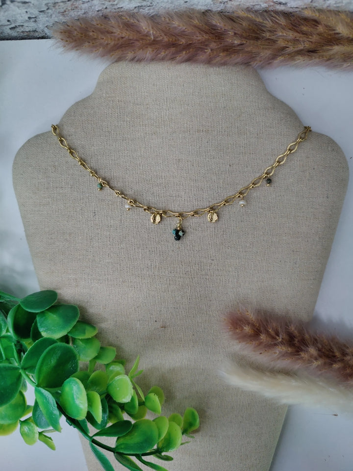 Collier acier inoxydable et Amazonite LC17