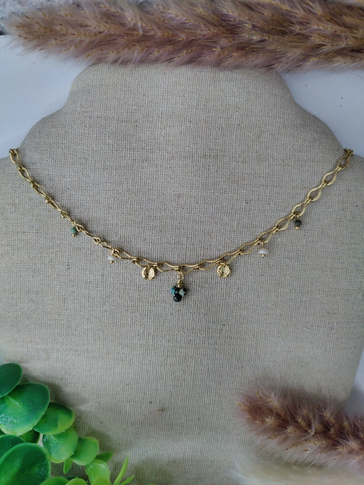 Collier acier inoxydable et Amazonite LC17