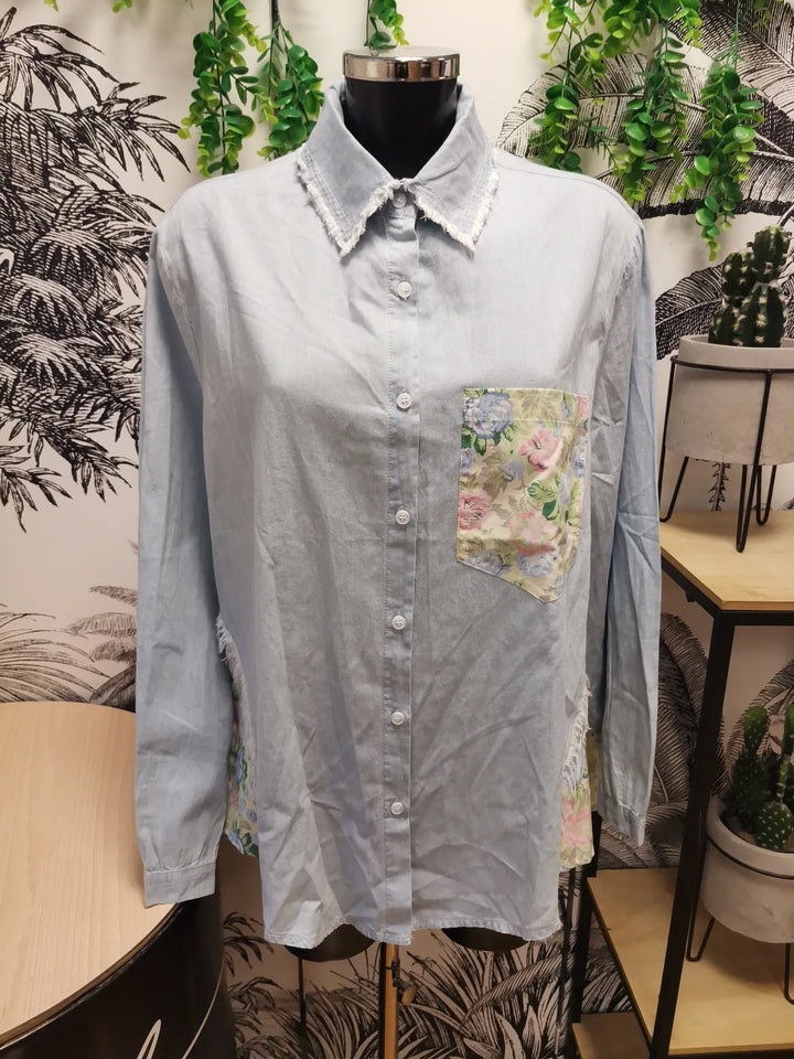 CHEMISE JEANS ET FLEURS NELYA
