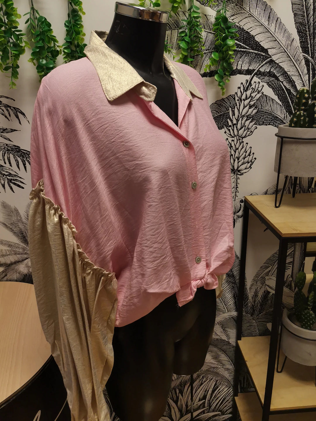 CHEMISE COL ET MANCHES DORÉS LAETITIA ROSE