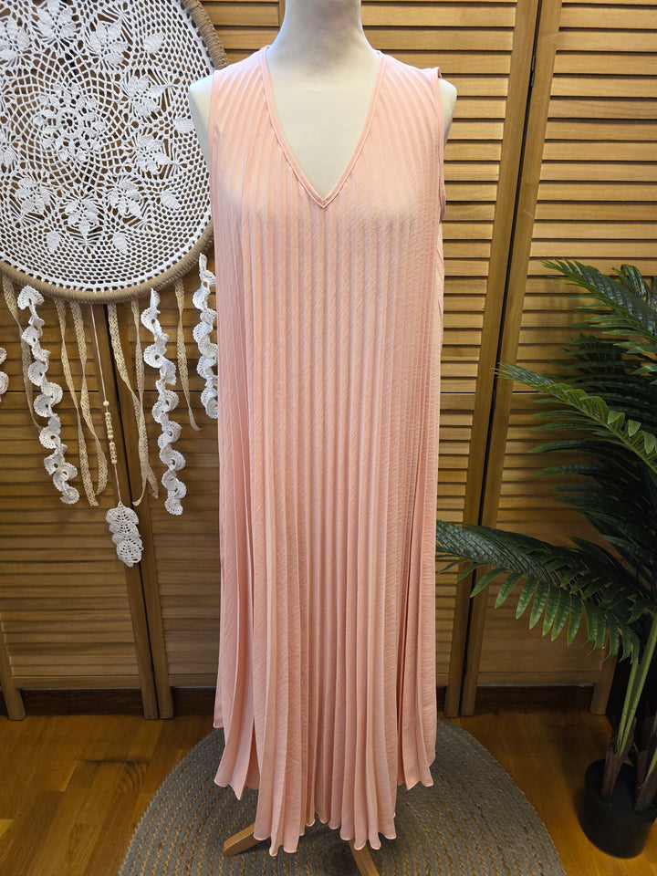 ROBE PLISSÉE SANS MANCHES SOLINE ROSE
