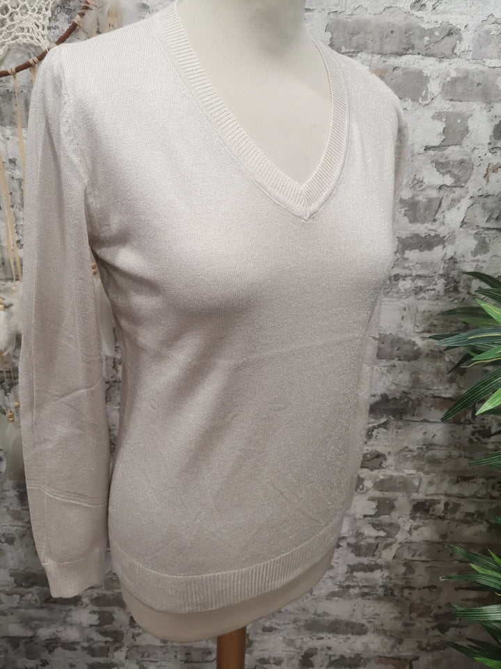 PULL COL V PAILLETÉ JULES GRIS