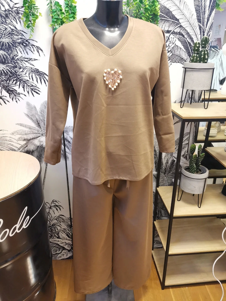 ENSEMBLE JOGG + SWEAT COEUR MORGANA CAMEL