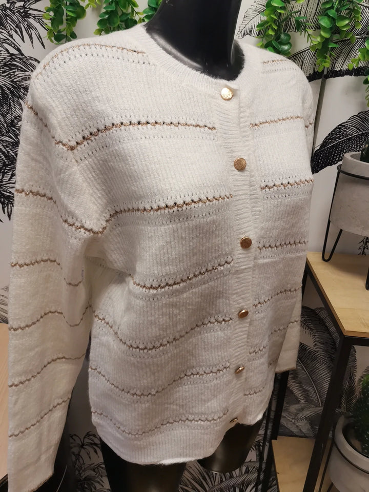GILET RAYURES DORÉES JULIETTE BLANC