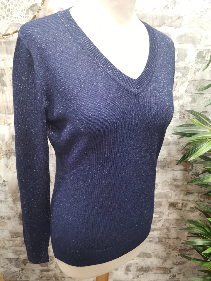 PULL COL V PAILLETÉ JULES BLEU MARINE