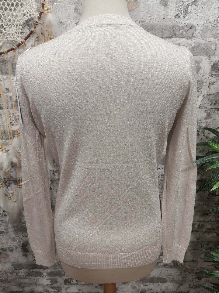 PULL COL V PAILLETÉ JULES GRIS