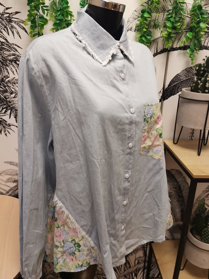 CHEMISE JEANS ET FLEURS NELYA