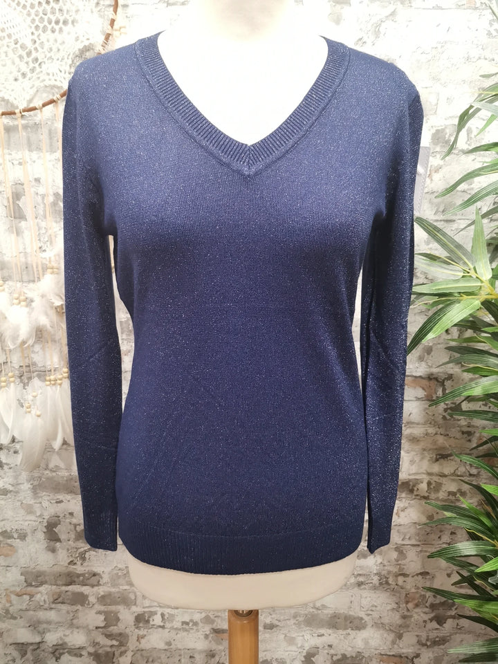 PULL COL V PAILLETÉ JULES BLEU MARINE