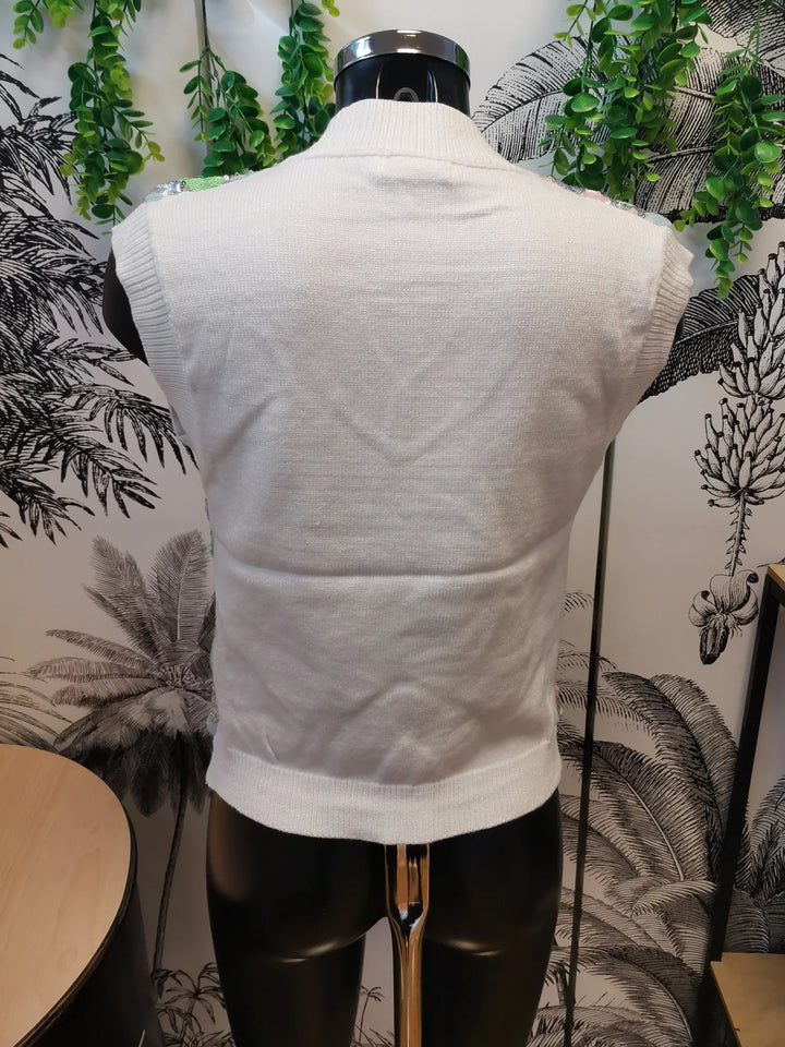 PULL SANS MANCHES SEQUINS CRISTAL