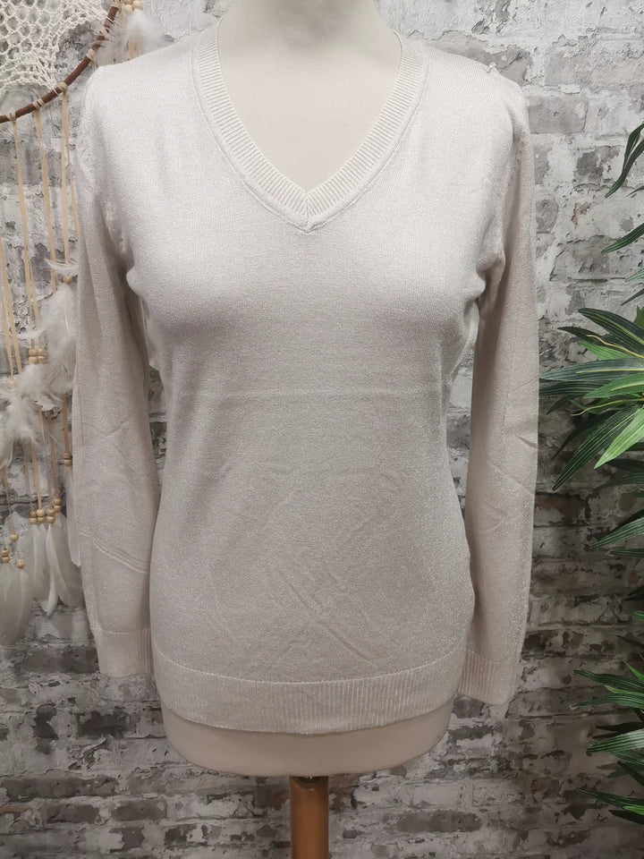 PULL COL V PAILLETÉ JULES GRIS
