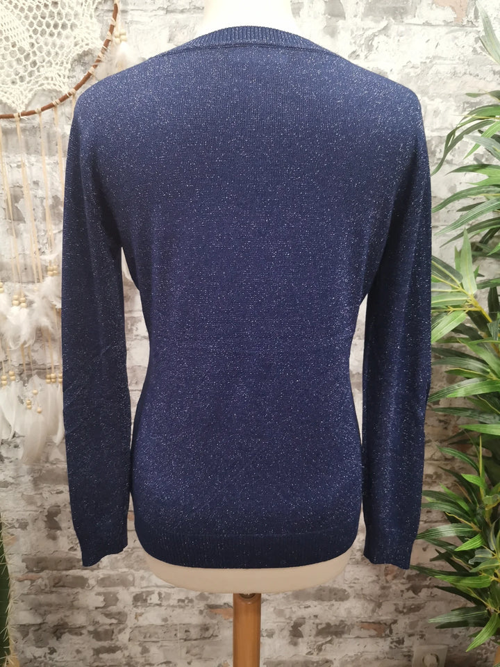PULL COL V PAILLETÉ JULES BLEU MARINE