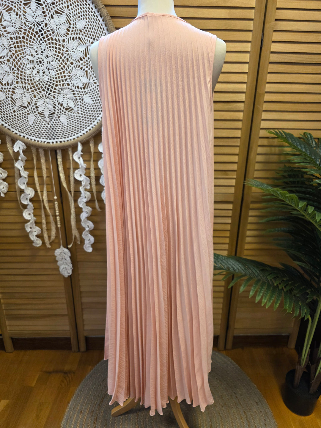 ROBE PLISSÉE SANS MANCHES SOLINE ROSE