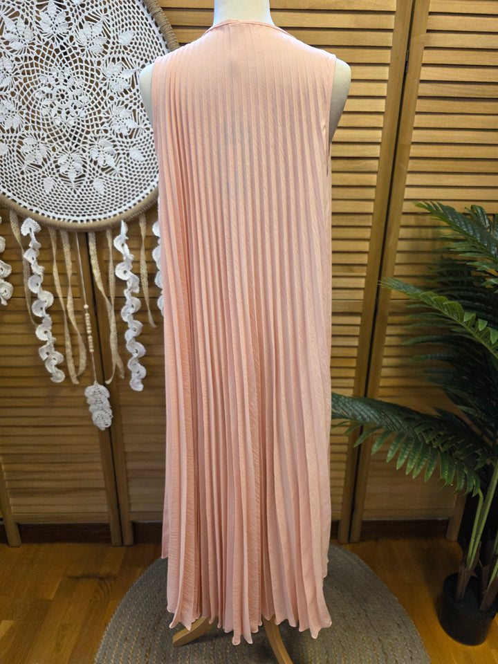 ROBE PLISSÉE SANS MANCHES SOLINE ROSE