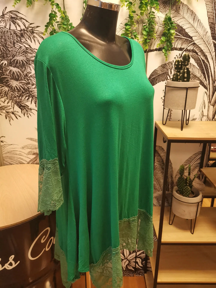 TUNIQUE ASYMÉTRIQUE BORDS DENTELLE CELIA