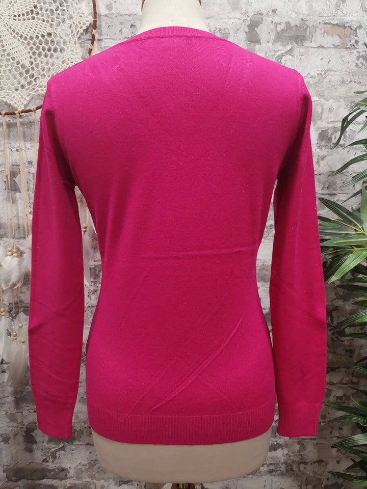 PULL COL V IRISÉ JULIO FUSCHIA