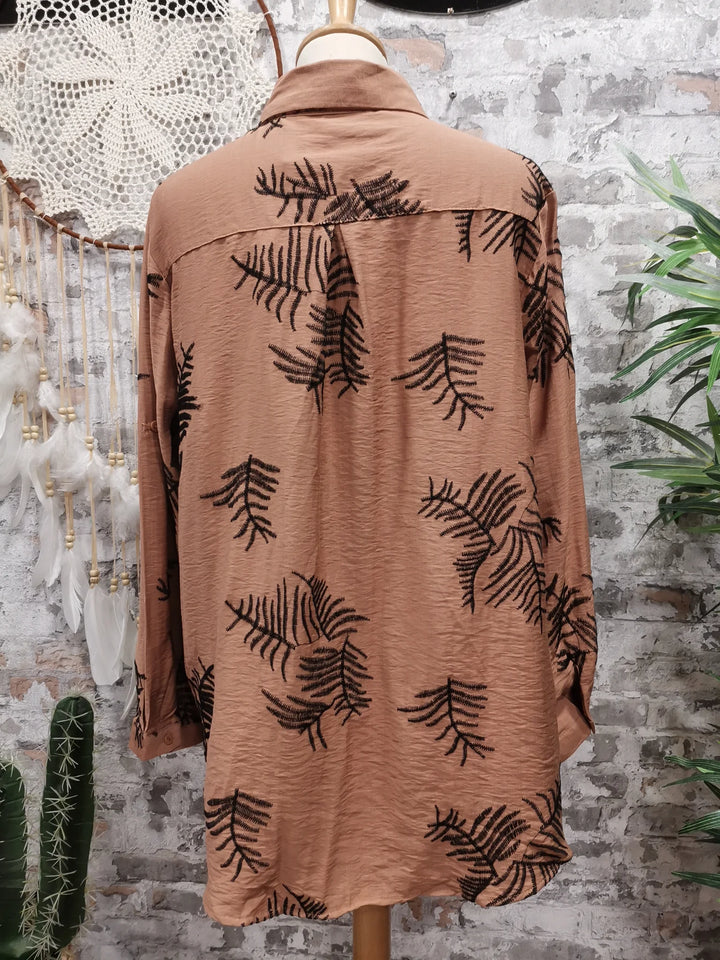 CHEMISE BRODÉE MALAURY MARRON