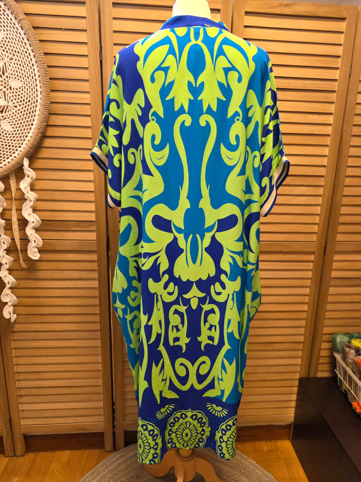ROBE IMPRIMÉE MELISSA VERTE/BLEUE