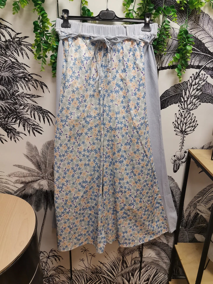 PANTALON BI MATIÈRES FLEURI DAISY