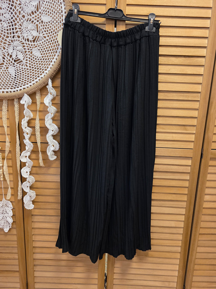 PANTALON PALAZZO PLISSÉ LUIGI NOIR