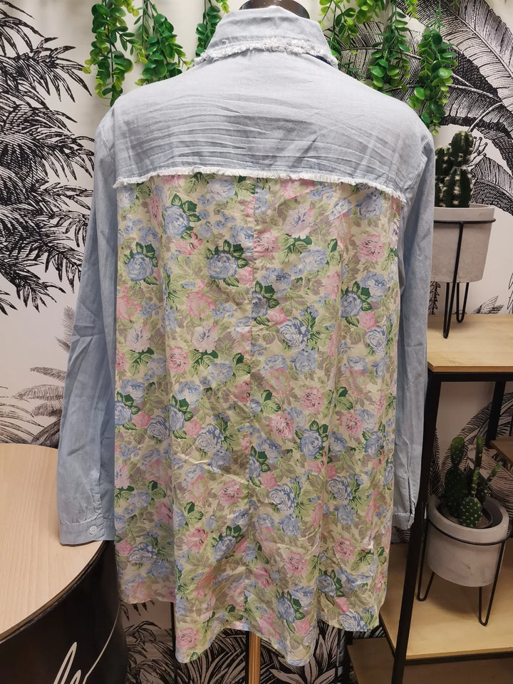 CHEMISE JEANS ET FLEURS NELYA
