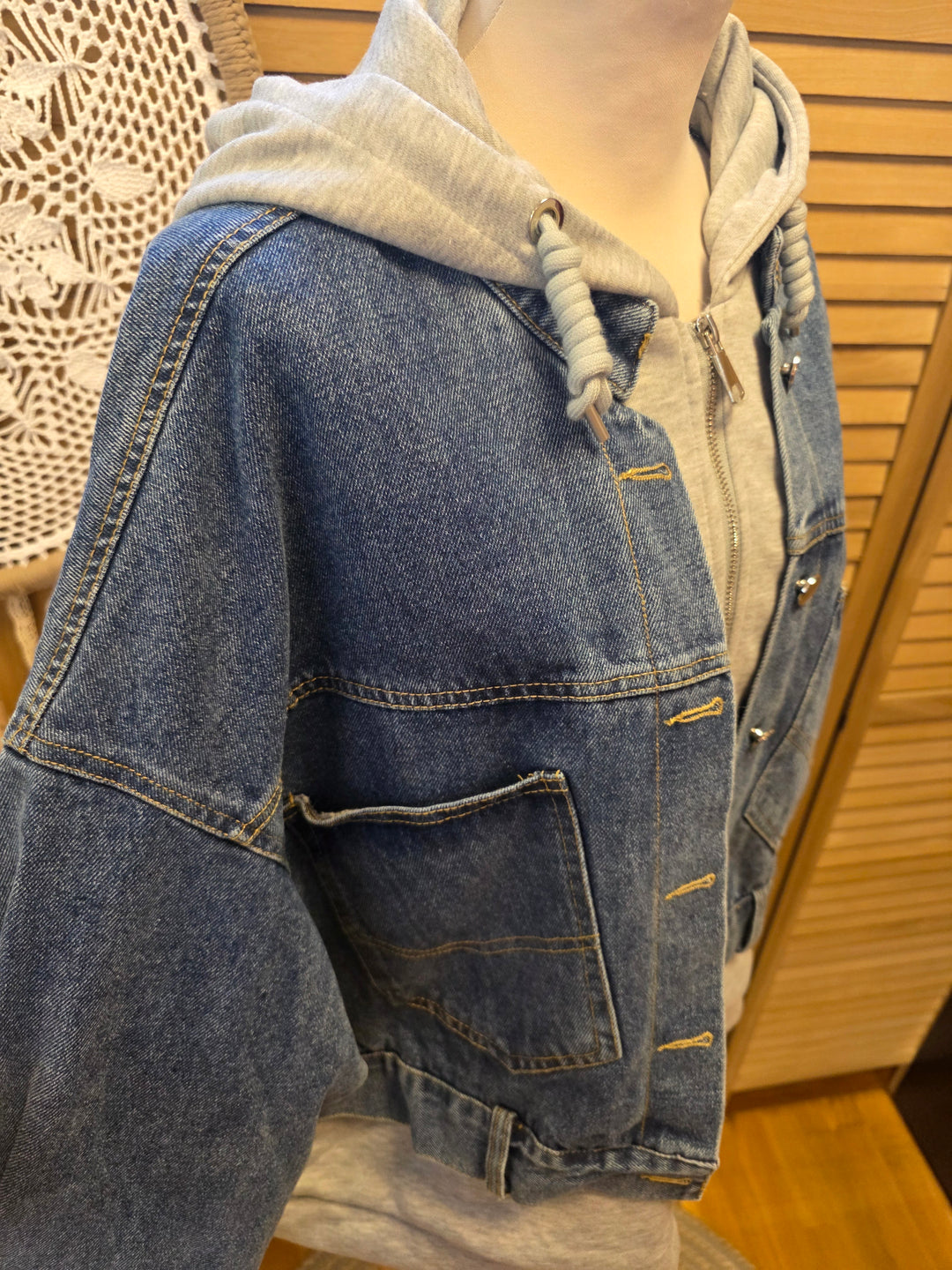 VESTE EN JEANS BI MATIÈRES SOPHIA