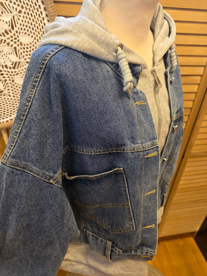 VESTE EN JEANS BI MATIÈRES SOPHIA