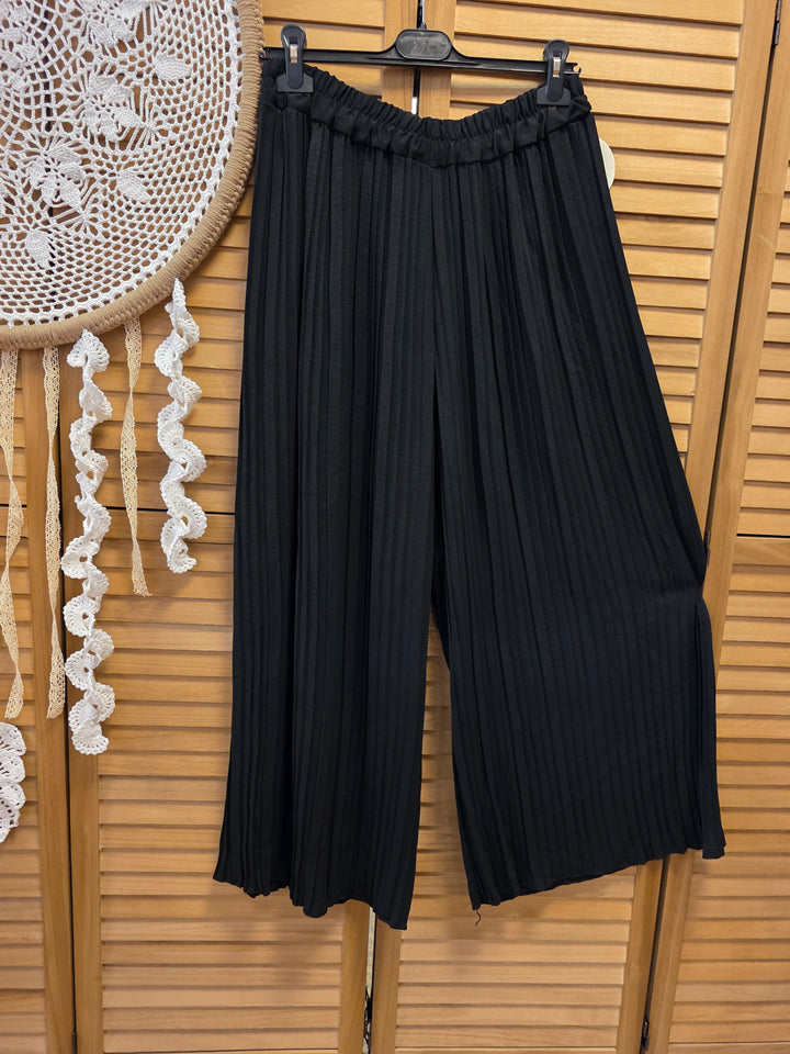 PANTALON PALAZZO PLISSÉ LUIGI NOIR