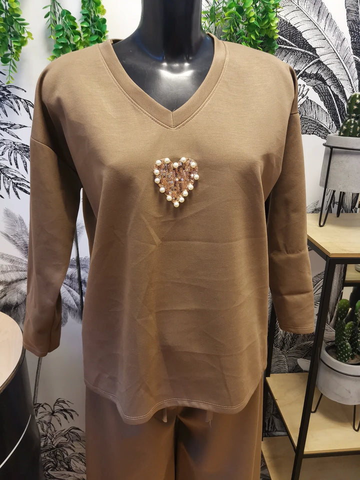 ENSEMBLE JOGG + SWEAT COEUR MORGANA CAMEL