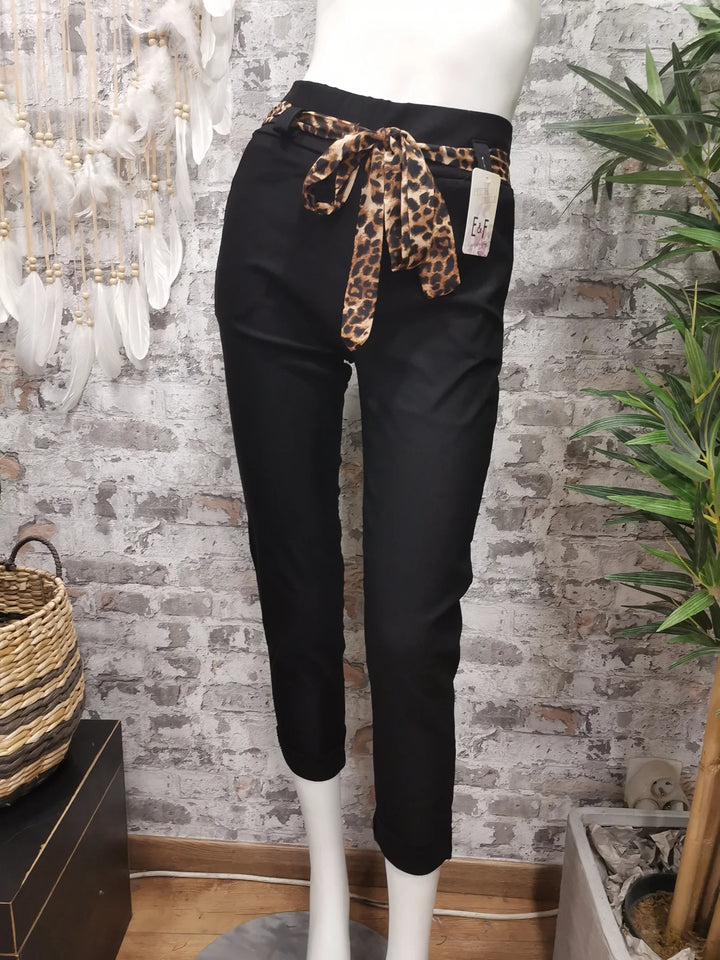 PANTALON STRETCH CEINTURE LÉO FOLLOW NOIR