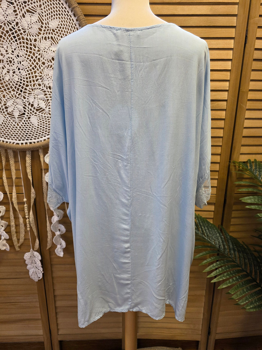 TUNIQUE COL DENTELLE TOSCANE BLEU CIEL