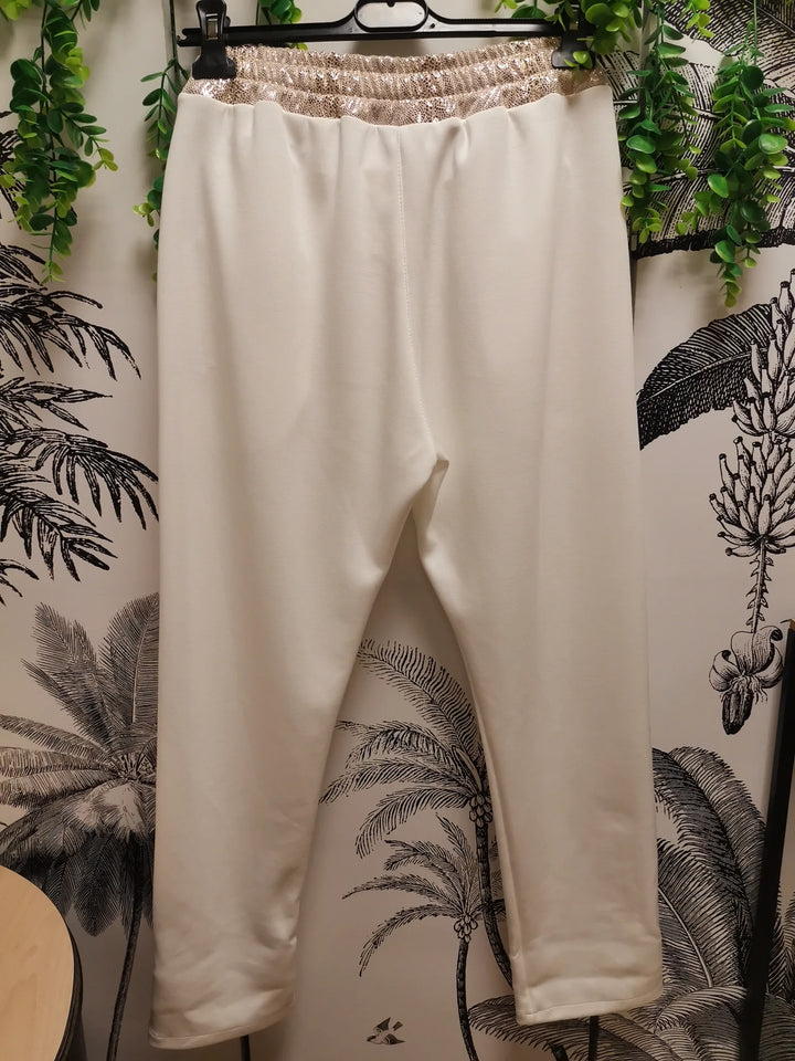 PANTALON JOGG STRASS MAREVA BLANC