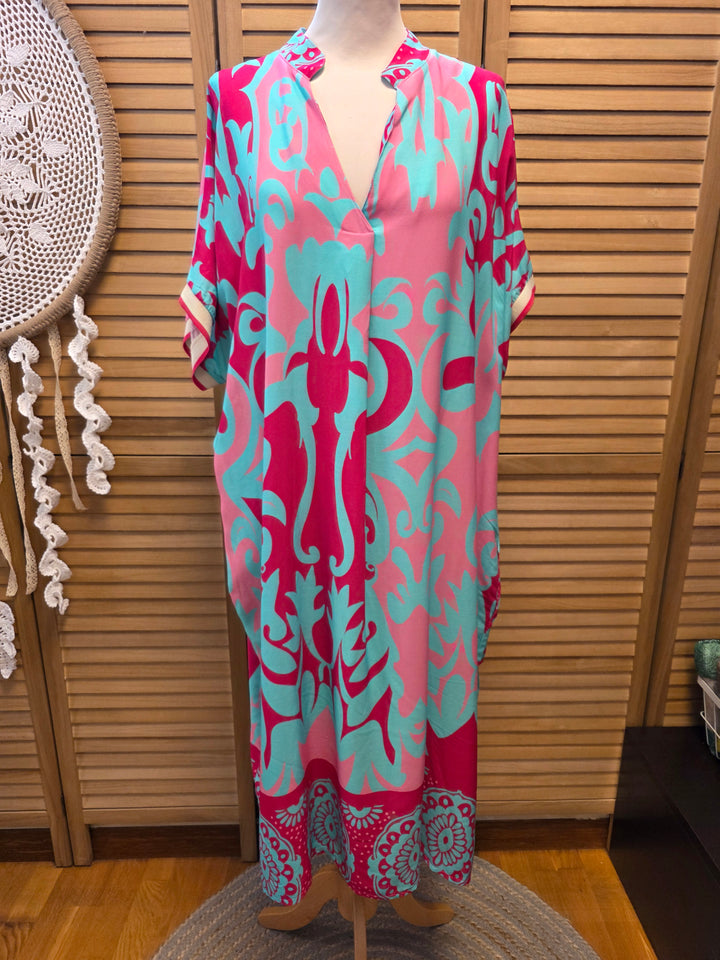 ROBE IMPRIMÉE MELISSA ROSE/TURQUOISE