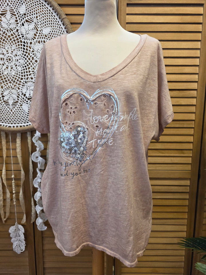 T SHIRT COEUR SEQUINS ALICIA