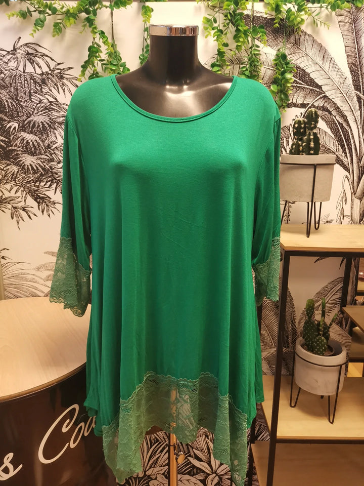 TUNIQUE ASYMÉTRIQUE BORDS DENTELLE CELIA