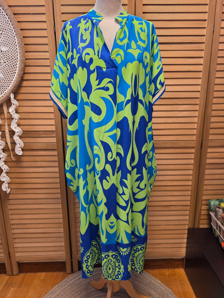 ROBE IMPRIMÉE MELISSA VERTE/BLEUE