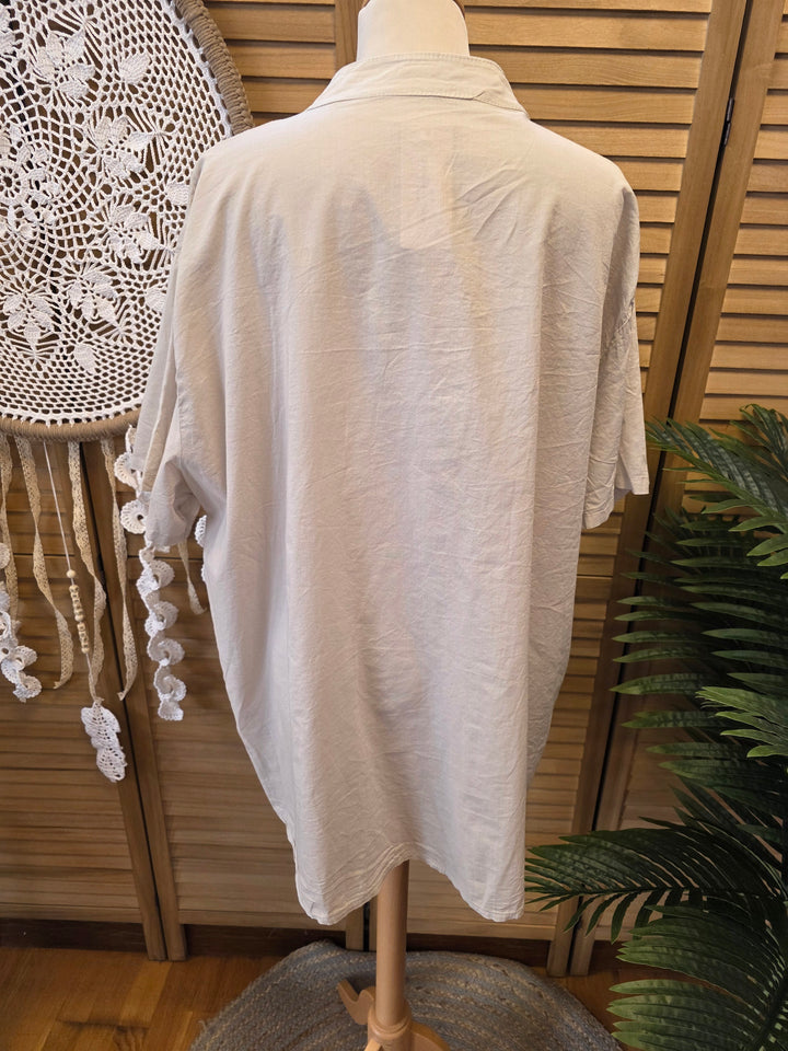 CHEMISE MANCHES COURTES BOHÈME NINON BEIGE