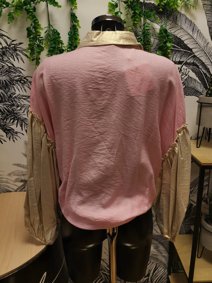 CHEMISE COL ET MANCHES DORÉS LAETITIA ROSE
