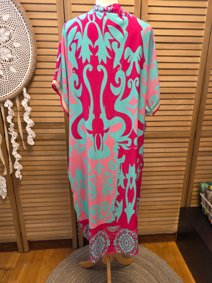 ROBE IMPRIMÉE MELISSA ROSE/TURQUOISE